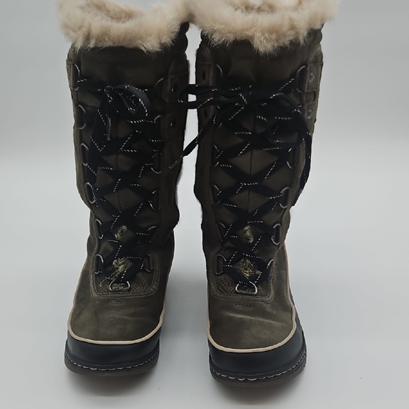 Sorel Shoes - Sorel Women's Tall Olive Winter Boots with Faux Fur Trim